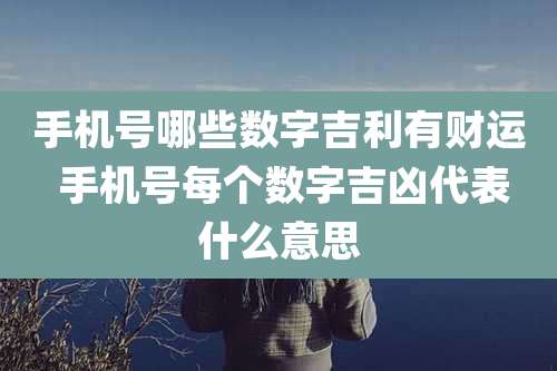 手机号哪些数字吉利有财运 手机号每个数字吉凶代表什么意思