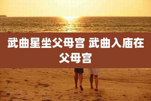 武曲星坐父母宫 武曲入庙在父母宫