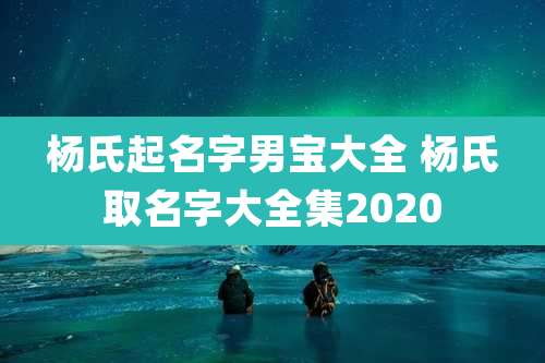 杨氏起名字男宝大全 杨氏取名字大全集2020