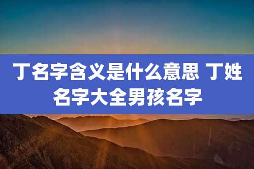 丁名字含义是什么意思 丁姓名字大全男孩名字
