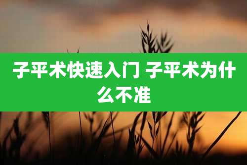 子平术快速入门 子平术为什么不准
