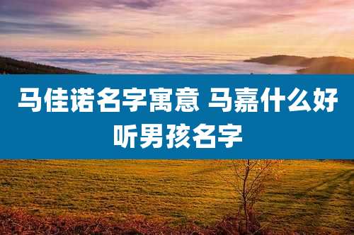 马佳诺名字寓意 马嘉什么好听男孩名字