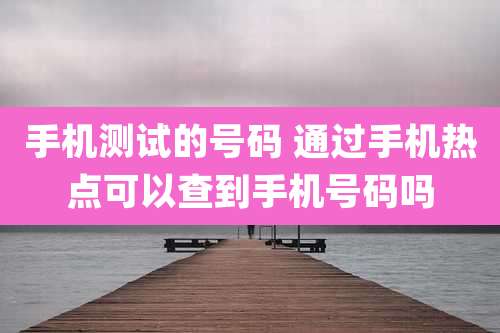 手机测试的号码 通过手机热点可以查到手机号码吗