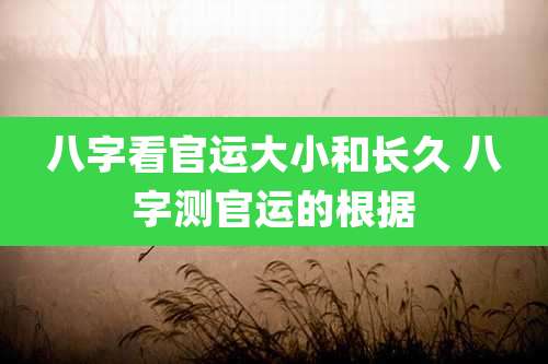 八字看官运大小和长久 八字测官运的根据