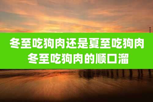 冬至吃狗肉还是夏至吃狗肉 冬至吃狗肉的顺口溜