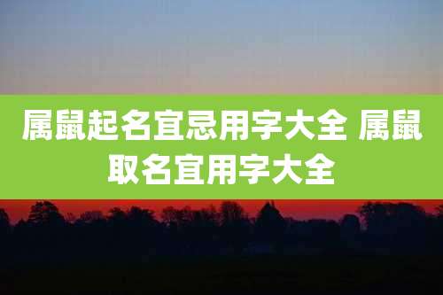 属鼠起名宜忌用字大全 属鼠取名宜用字大全