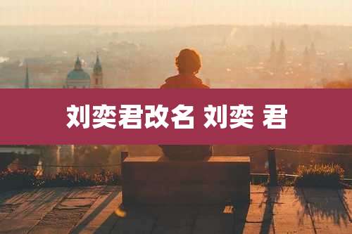 刘奕君改名 刘奕 君