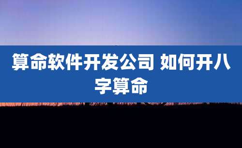 算命软件开发公司 如何开八字算命