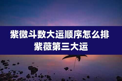 紫微斗数大运顺序怎么排 紫薇第三大运