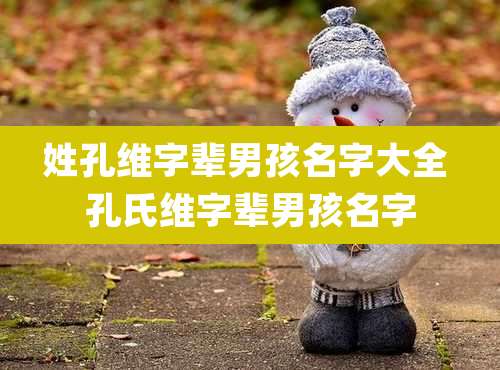 姓孔维字辈男孩名字大全 孔氏维字辈男孩名字