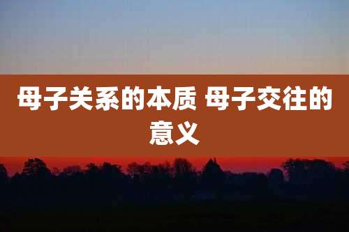 母子关系的本质 母子交往的意义