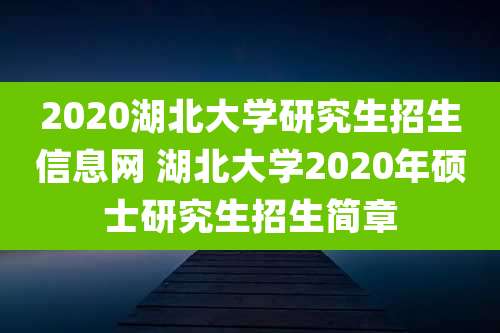 2020湖北大学研究生招生信息网 湖北大学2020年硕士研究生招生简章