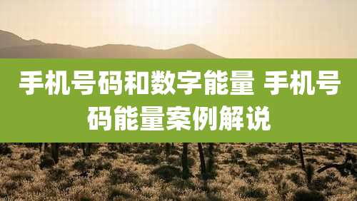 手机号码和数字能量 手机号码能量案例解说