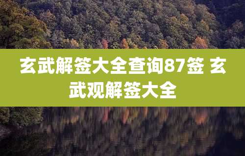 玄武解签大全查询87签 玄武观解签大全