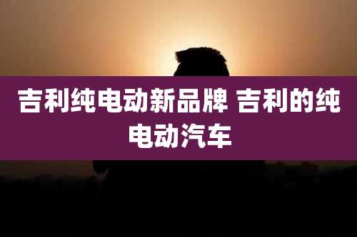 吉利纯电动新品牌 吉利的纯电动汽车