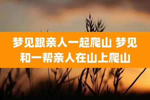 梦见跟亲人一起爬山 梦见和一帮亲人在山上爬山