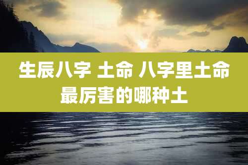 生辰八字 土命 八字里土命最厉害的哪种土