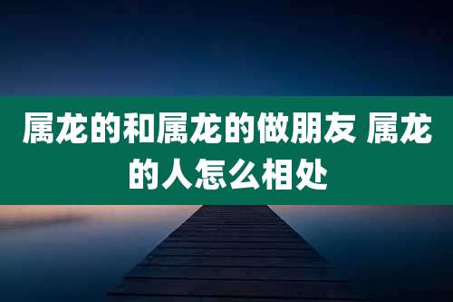 属龙的和属龙的做朋友 属龙的人怎么相处