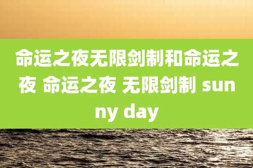 命运之夜无限剑制和命运之夜 命运之夜 无限剑制 sunny day