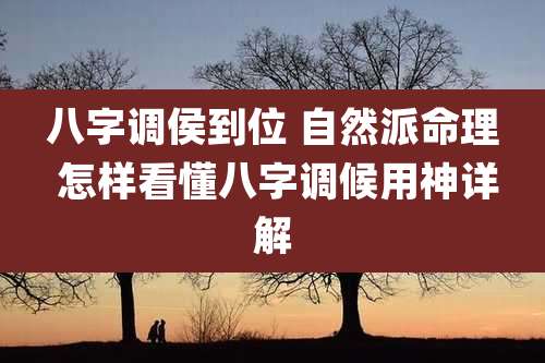 八字调侯到位 自然派命理 怎样看懂八字调候用神详解