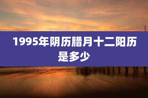 1995年阴历腊月十二阳历是多少