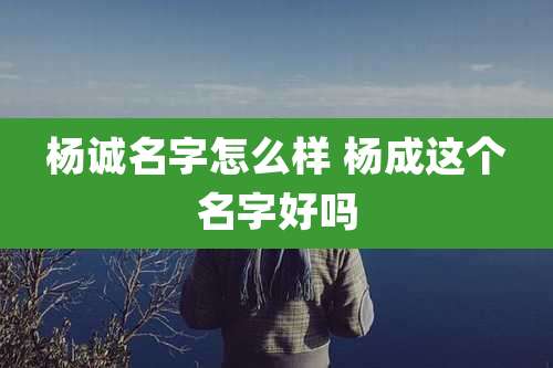 杨诚名字怎么样 杨成这个名字好吗