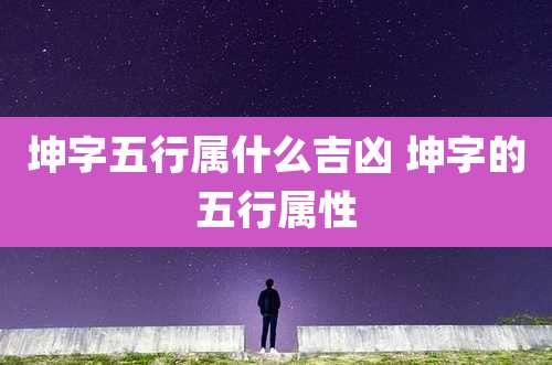 坤字五行属什么吉凶 坤字的五行属性