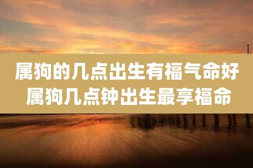 属狗的几点出生有福气命好 属狗几点钟出生最享福命