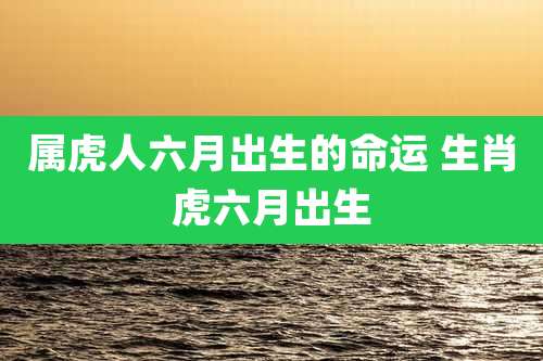 属虎人六月出生的命运 生肖虎六月出生