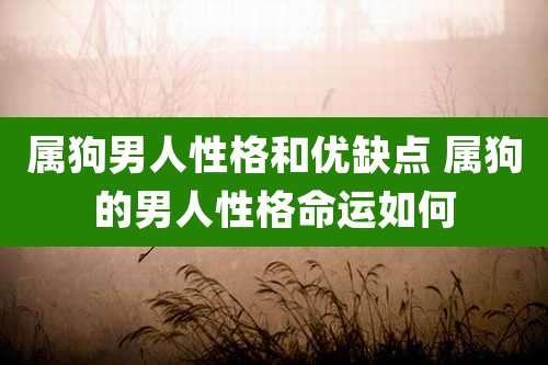 属狗男人性格和优缺点 属狗的男人性格命运如何