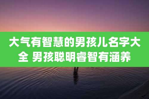 大气有智慧的男孩儿名字大全 男孩聪明睿智有涵养