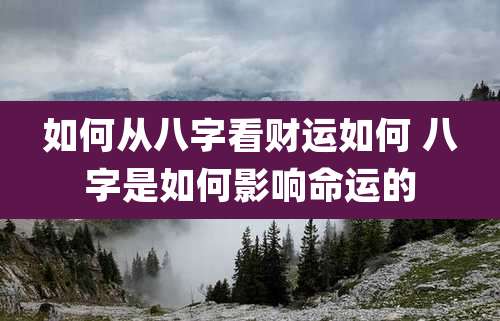 如何从八字看财运如何 八字是如何影响命运的