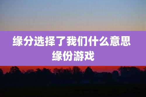 缘分选择了我们什么意思 缘份游戏