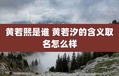 黄若熙是谁 黄若汐的含义取名怎么样