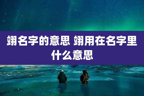 翊名字的意思 翊用在名字里什么意思