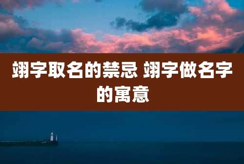 翊字取名的禁忌 翊字做名字的寓意
