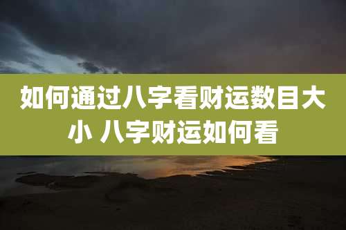 如何通过八字看财运数目大小 八字财运如何看