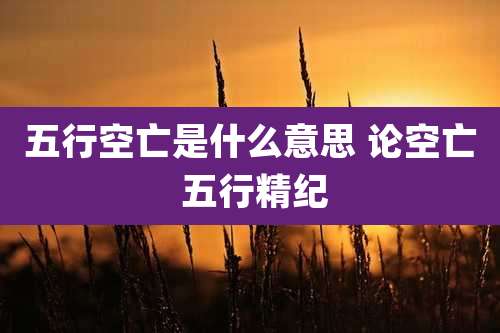 五行空亡是什么意思 论空亡 五行精纪