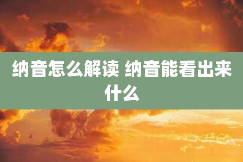 纳音怎么解读 纳音能看出来什么