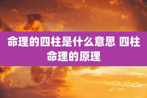 命理的四柱是什么意思 四柱命理的原理