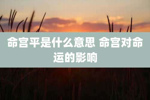 命宫平是什么意思 命宫对命运的影响
