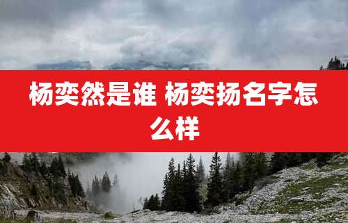 杨奕然是谁 杨奕扬名字怎么样