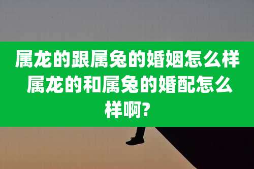 属龙的跟属兔的婚姻怎么样 属龙的和属兔的婚配怎么样啊?