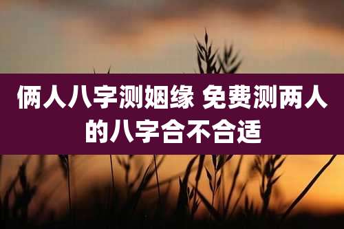 俩人八字测姻缘 免费测两人的八字合不合适