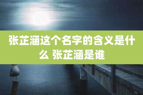 张芷涵这个名字的含义是什么 张芷涵是谁