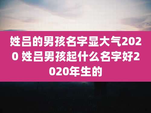 姓吕的男孩名字显大气2020 姓吕男孩起什么名字好2020年生的