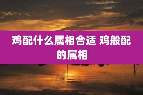 鸡配什么属相合适 鸡般配的属相