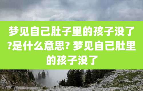 梦见自己肚子里的孩子没了?是什么意思? 梦见自己肚里的孩子没了
