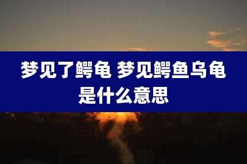 梦见了鳄龟 梦见鳄鱼乌龟是什么意思