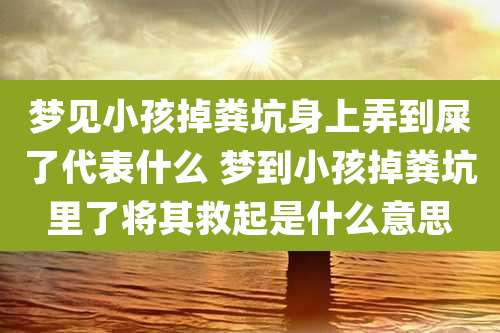 梦见小孩掉粪坑身上弄到屎了代表什么 梦到小孩掉粪坑里了将其救起是什么意思